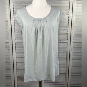 LOFT Silky Cap Sleeve Tee w Pleated Bust Light Sage Green-Large